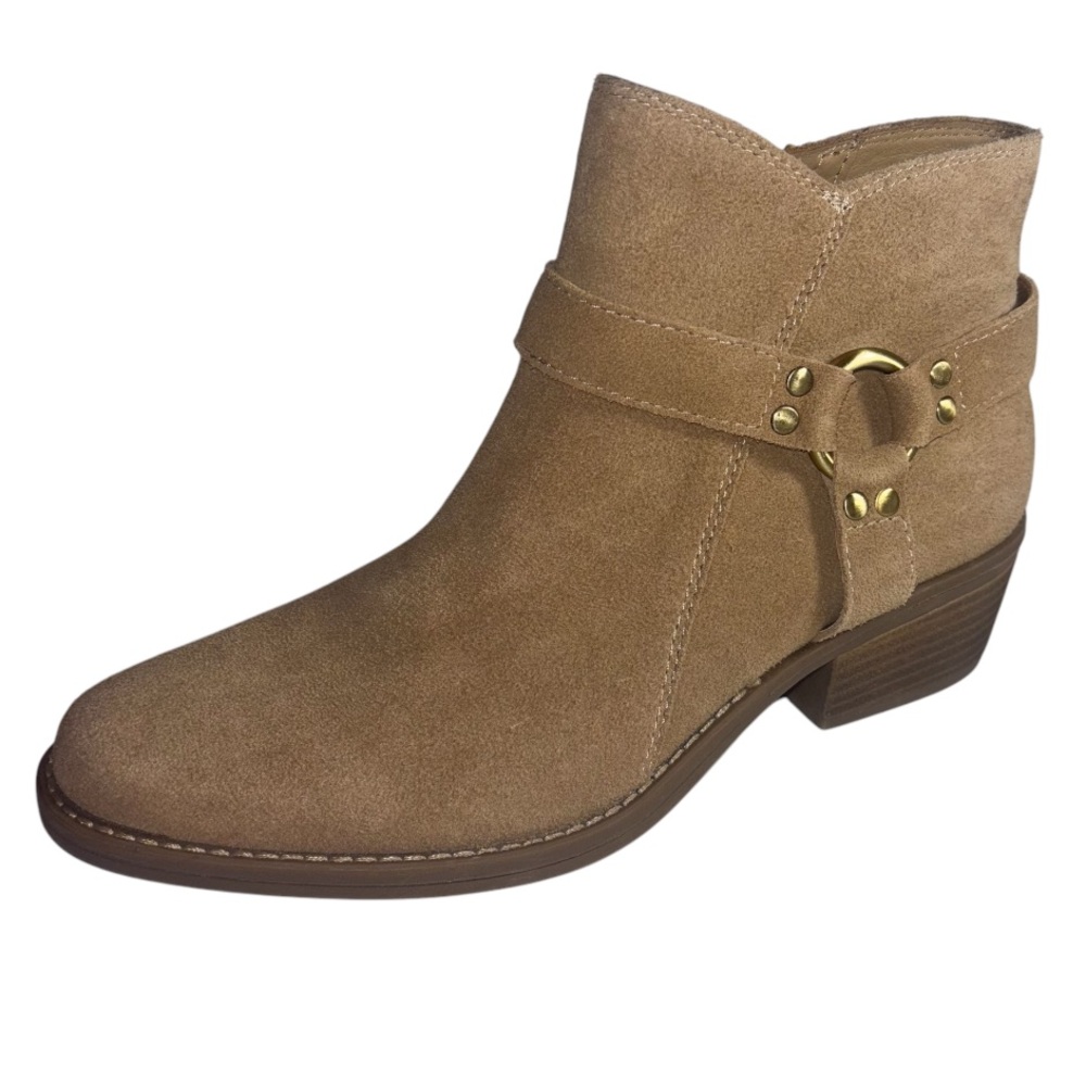 House of Harlow 1960 Boots Suede Leather Block Heel Beachwood Tan Women’s Size 7